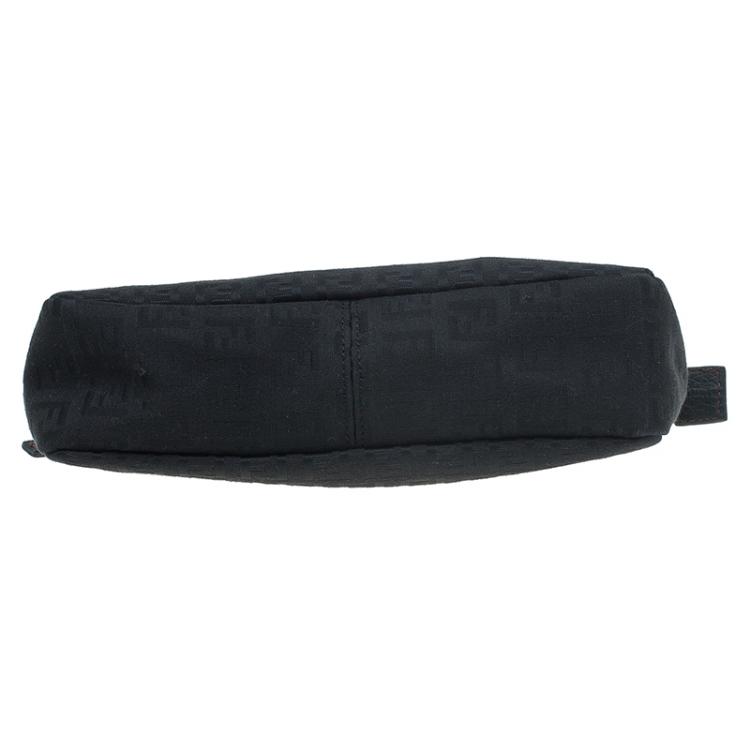Pre Owned Fendi Black Zucchino Canvas Borsa Forever Pochette
