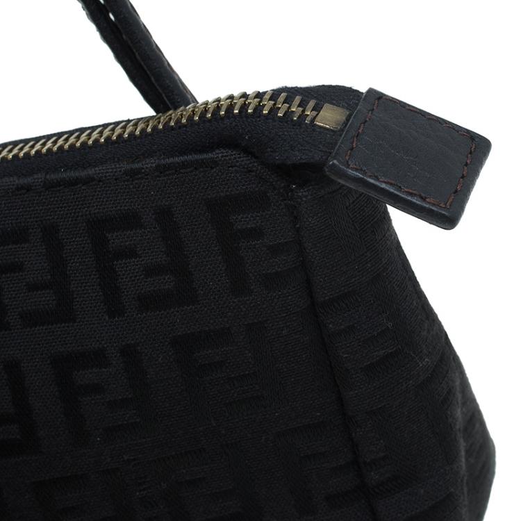Pre Owned Fendi Black Zucchino Canvas Borsa Forever Pochette