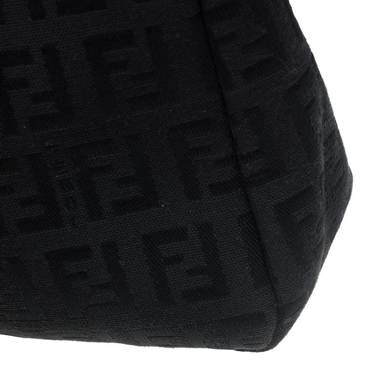 Pre Owned Fendi Black Zucchino Canvas Borsa Forever Pochette