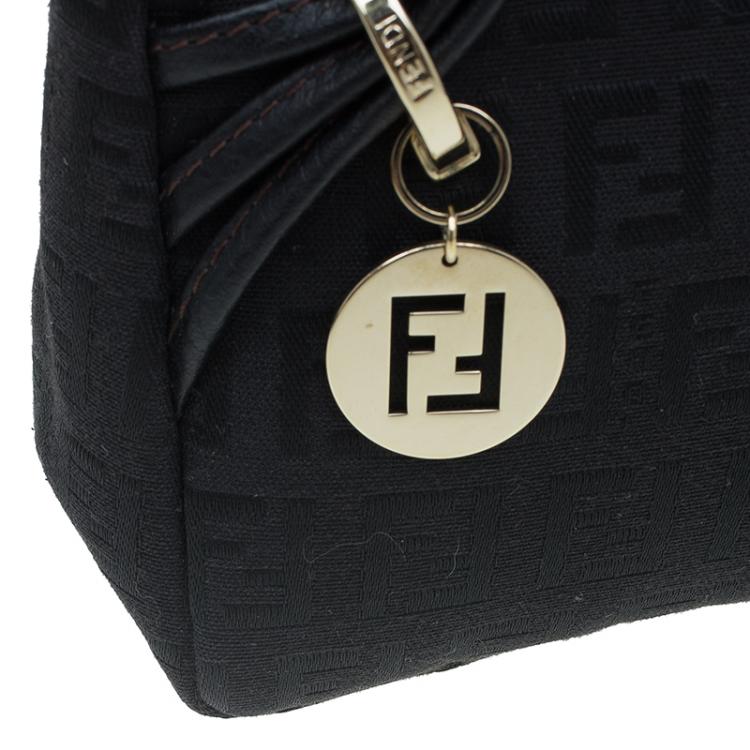 Pre Owned Fendi Black Zucchino Canvas Borsa Forever Pochette