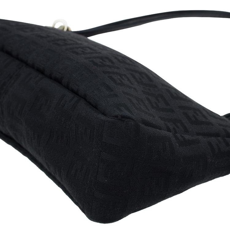 Pre Owned Fendi Black Zucchino Canvas Borsa Forever Pochette