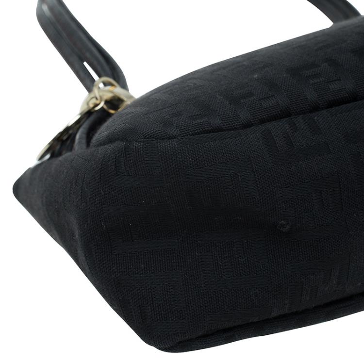 Pre Owned Fendi Black Zucchino Canvas Borsa Forever Pochette