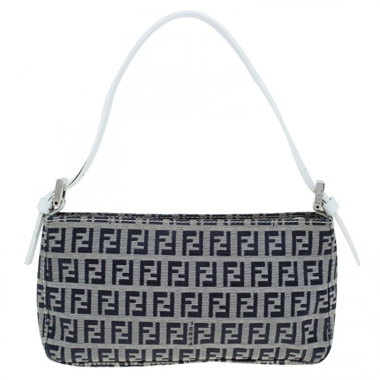 Pre Owned Fendi Dark Blue Zucchino Canvas Pochette