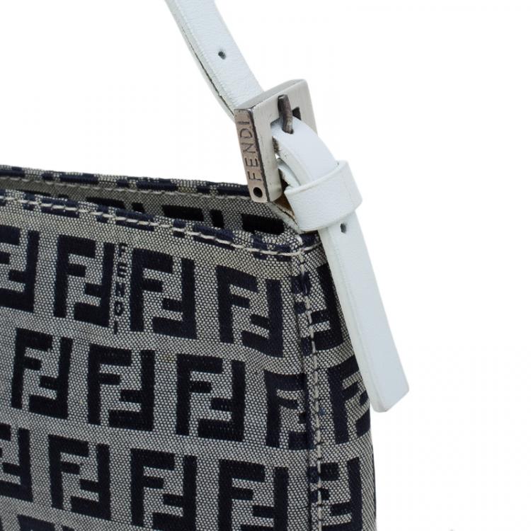 Pre Owned Fendi Dark Blue Zucchino Canvas Pochette
