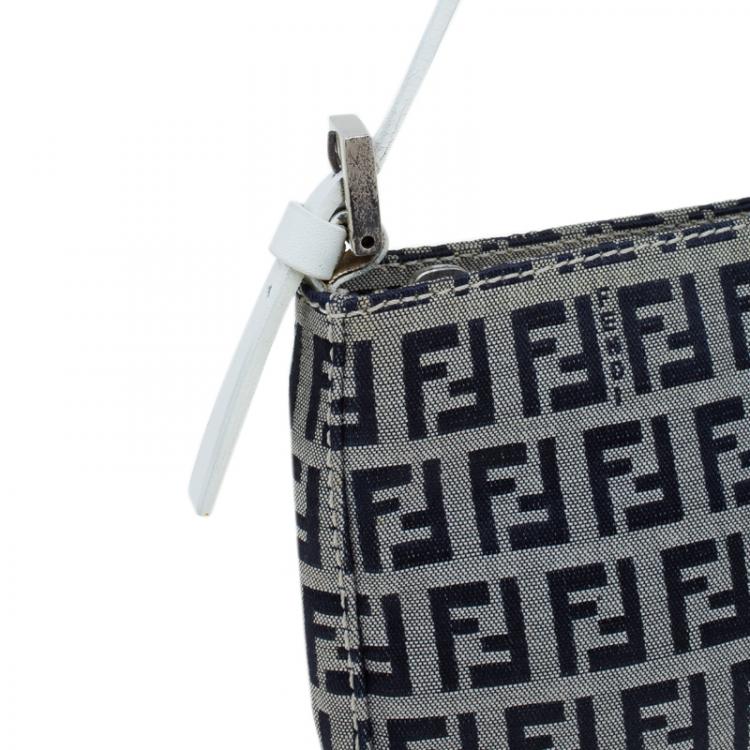 Pre Owned Fendi Dark Blue Zucchino Canvas Pochette