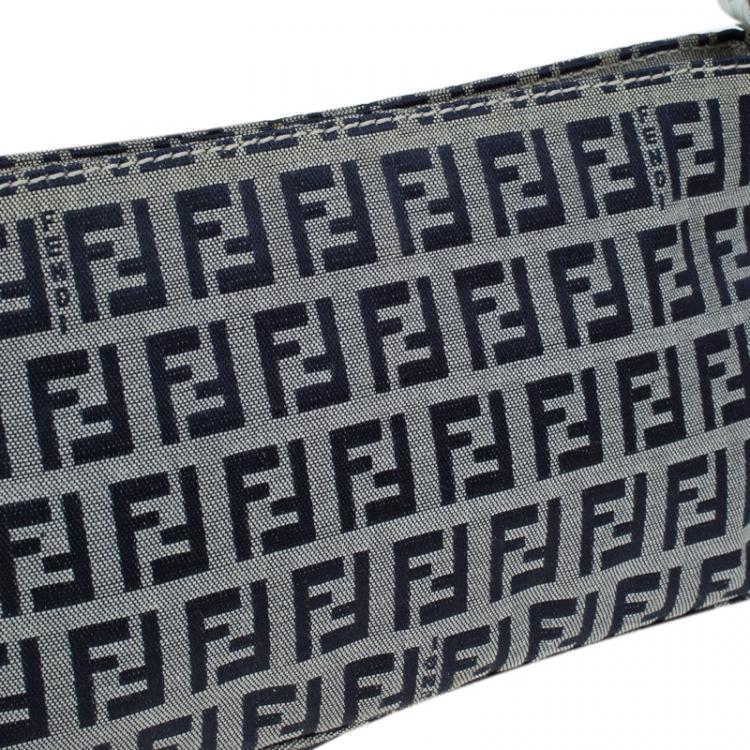 Pre Owned Fendi Dark Blue Zucchino Canvas Pochette
