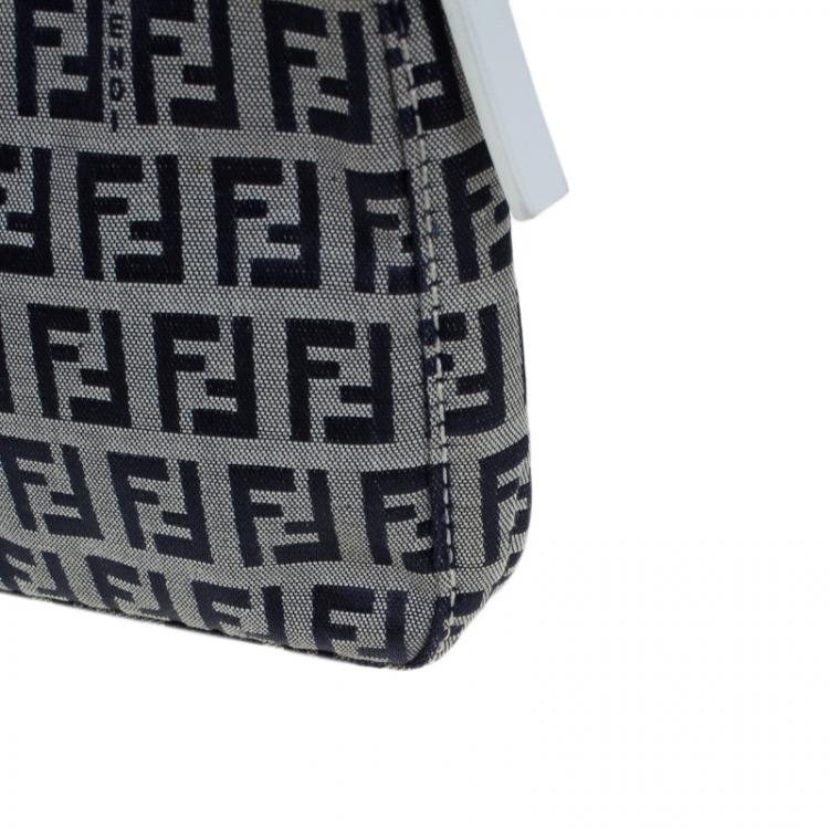 Pre Owned Fendi Dark Blue Zucchino Canvas Pochette