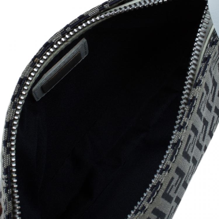 Pre Owned Fendi Dark Blue Zucchino Canvas Pochette