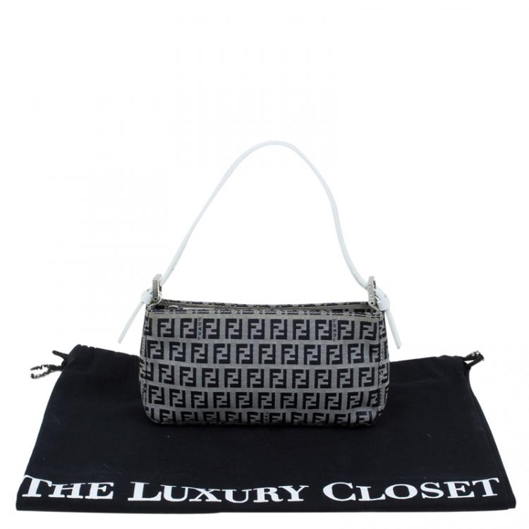 Pre Owned Fendi Dark Blue Zucchino Canvas Pochette