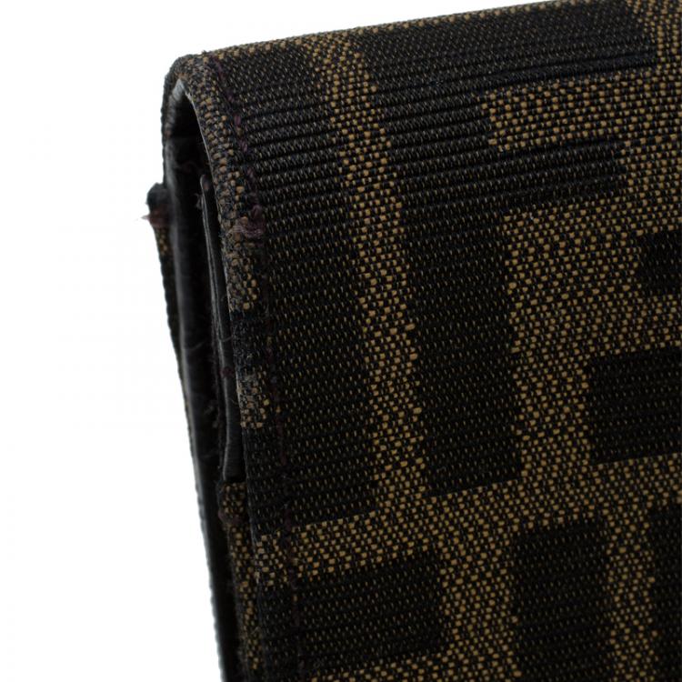 Pre Owned Fendi Brown Zucca Canvas Continental Wallet