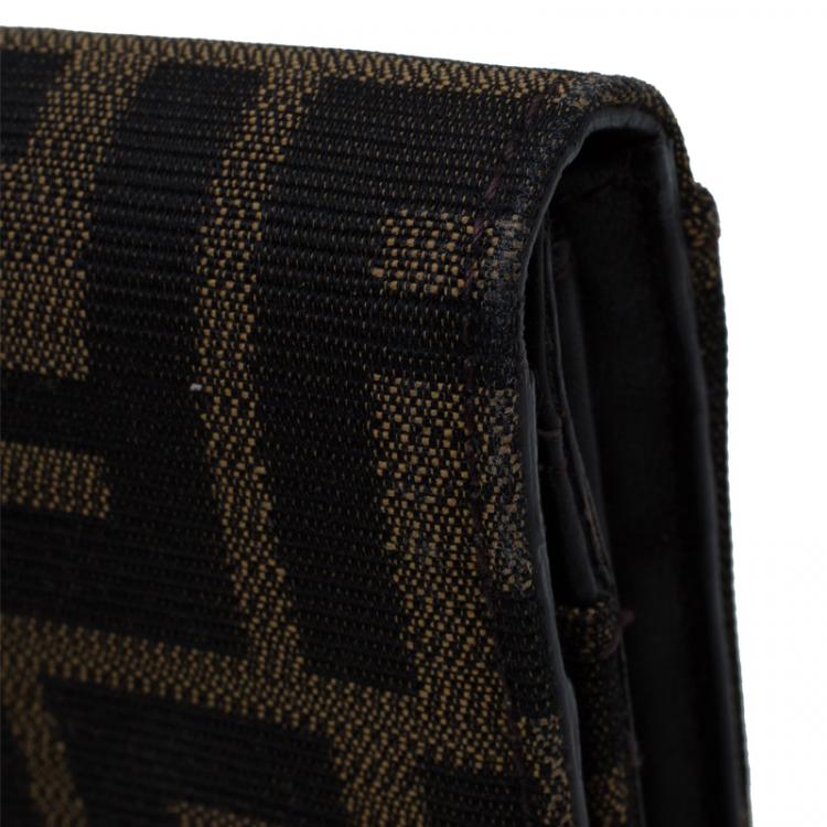 Pre Owned Fendi Brown Zucca Canvas Continental Wallet