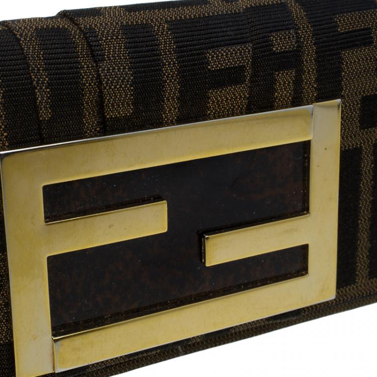 Pre Owned Fendi Brown Zucca Canvas Continental Wallet