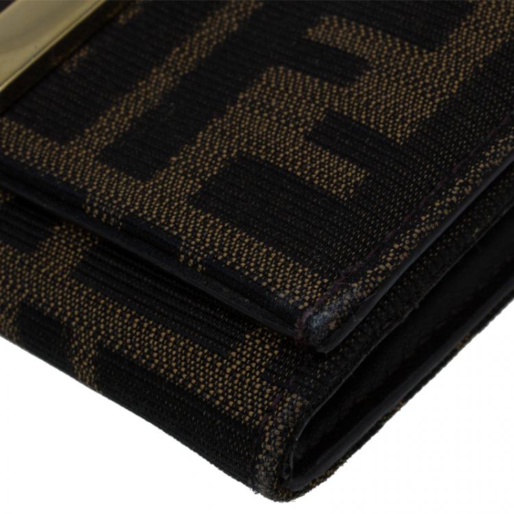 Pre Owned Fendi Brown Zucca Canvas Continental Wallet