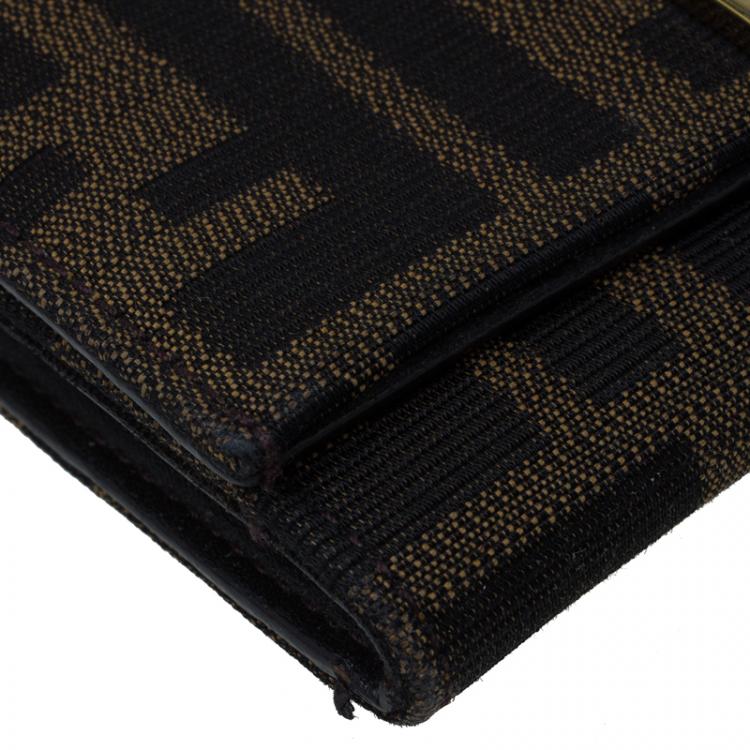 Pre Owned Fendi Brown Zucca Canvas Continental Wallet