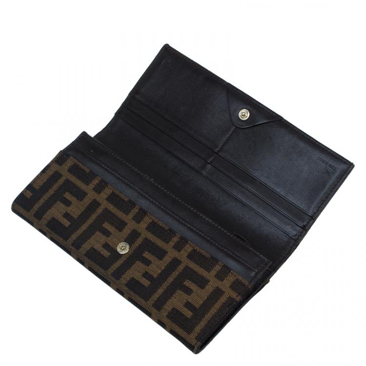 Pre Owned Fendi Brown Zucca Canvas Continental Wallet