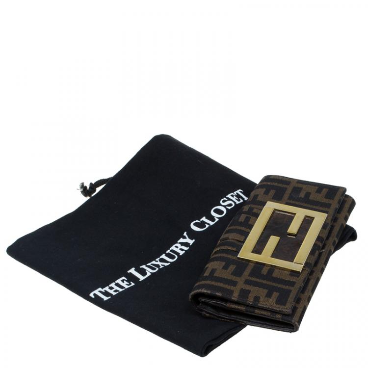 Pre Owned Fendi Brown Zucca Canvas Continental Wallet