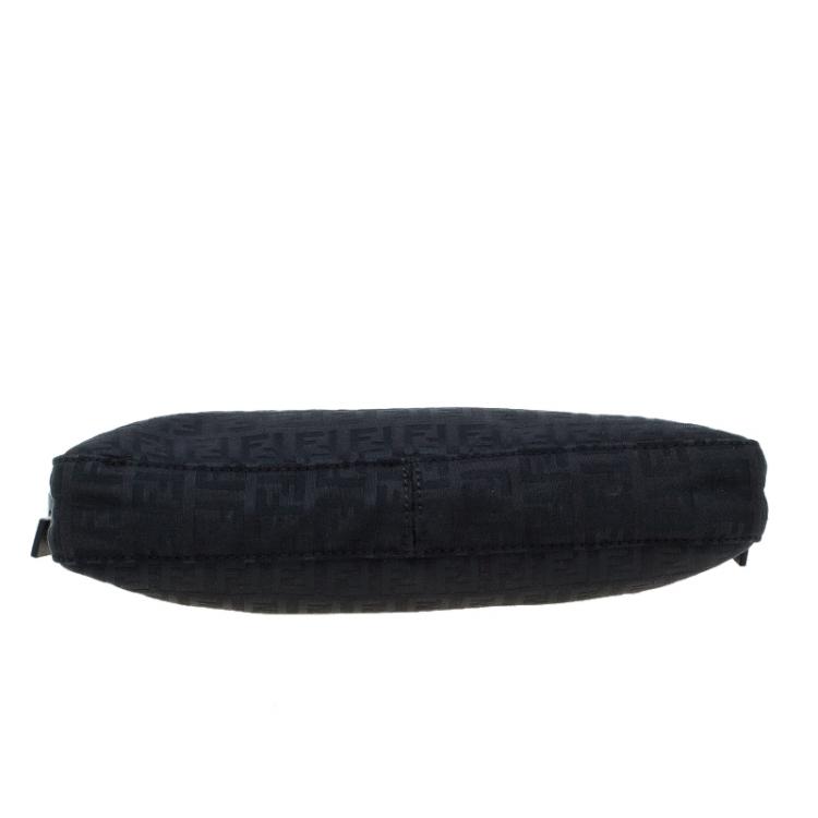 Pre Owned Fendi Black Zucchino Canvas Pochette Bag