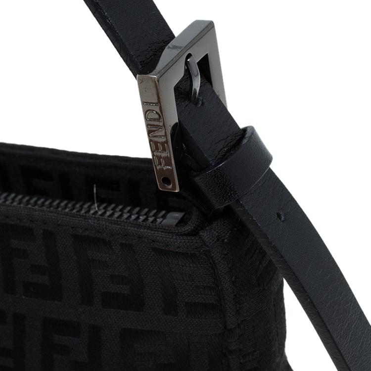 Pre Owned Fendi Black Zucchino Canvas Pochette Bag
