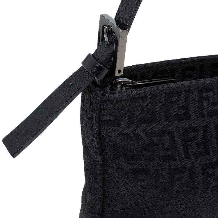 Pre Owned Fendi Black Zucchino Canvas Pochette Bag