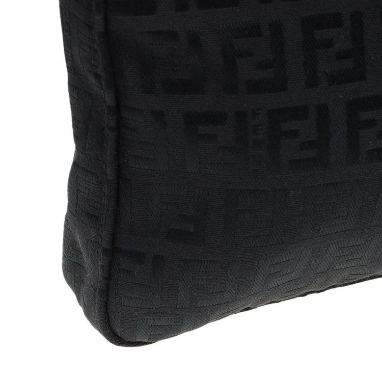 Pre Owned Fendi Black Zucchino Canvas Pochette Bag