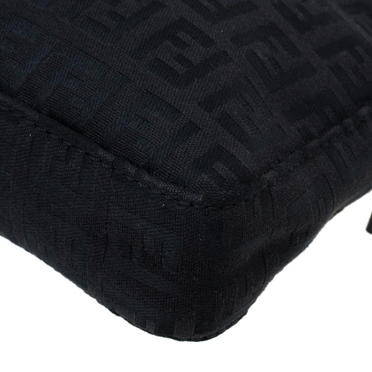 Pre Owned Fendi Black Zucchino Canvas Pochette Bag