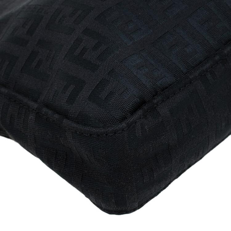 Pre Owned Fendi Black Zucchino Canvas Pochette Bag