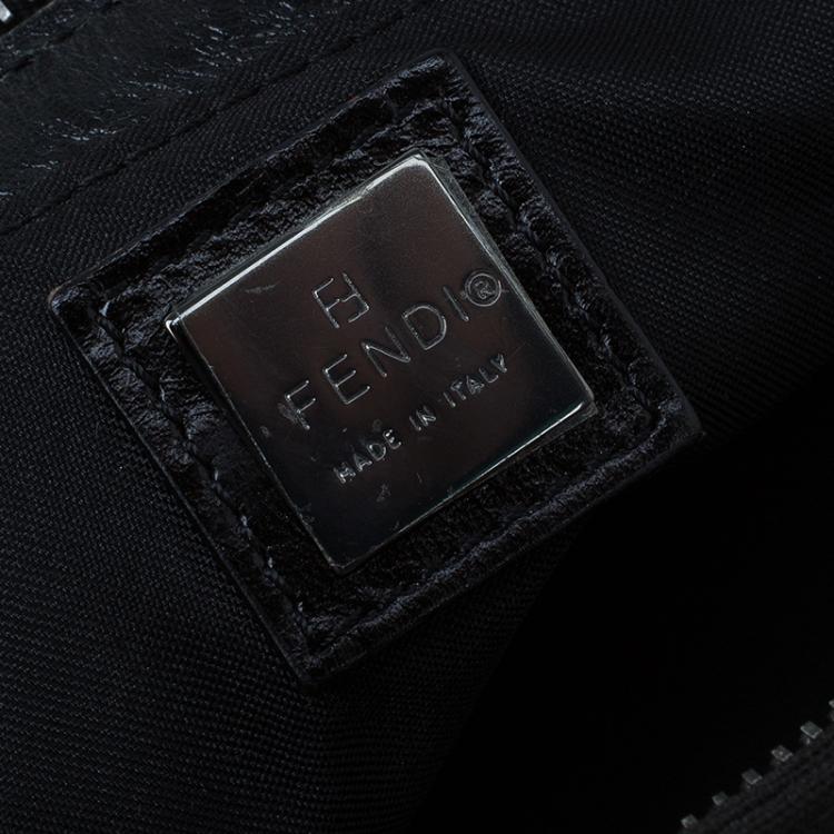 Pre Owned Fendi Black Zucchino Canvas Pochette Bag