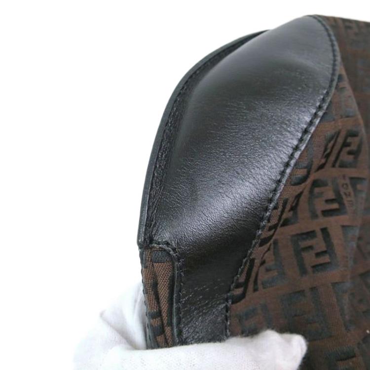 Pre Owned Fendi Tobacco Zucchino Canvas/Leather Front Pocket Hobo