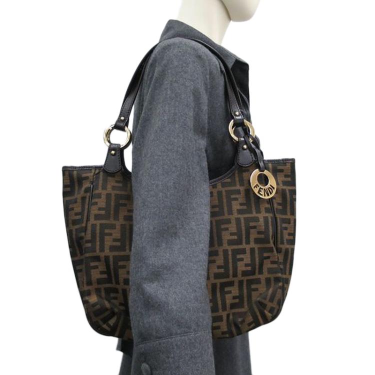 Pre Owned Fendi Tobacco Zucca Canvas Chef Shopper Tote