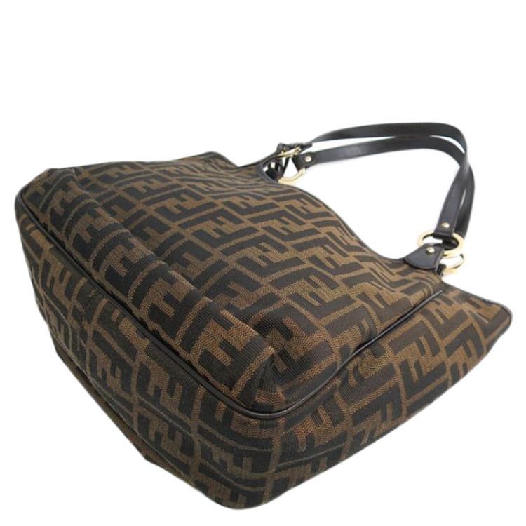 Pre Owned Fendi Tobacco Zucca Canvas Chef Shopper Tote