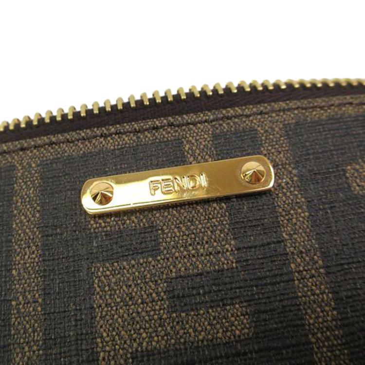 Pre Owned Fendi Tobacco Zucca Canvas Mini Pochette Bag
