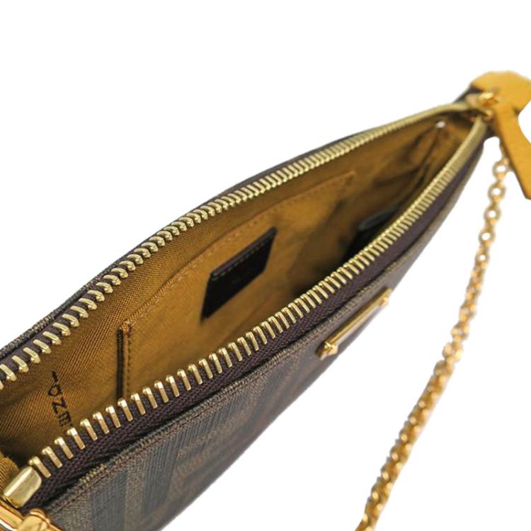 Pre Owned Fendi Tobacco Zucca Canvas Mini Pochette Bag