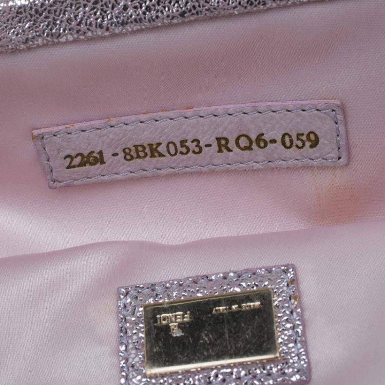 Pre Owned Fendi Metallic Beige/Silver Zucchino Canvas Frame Chain Clutch