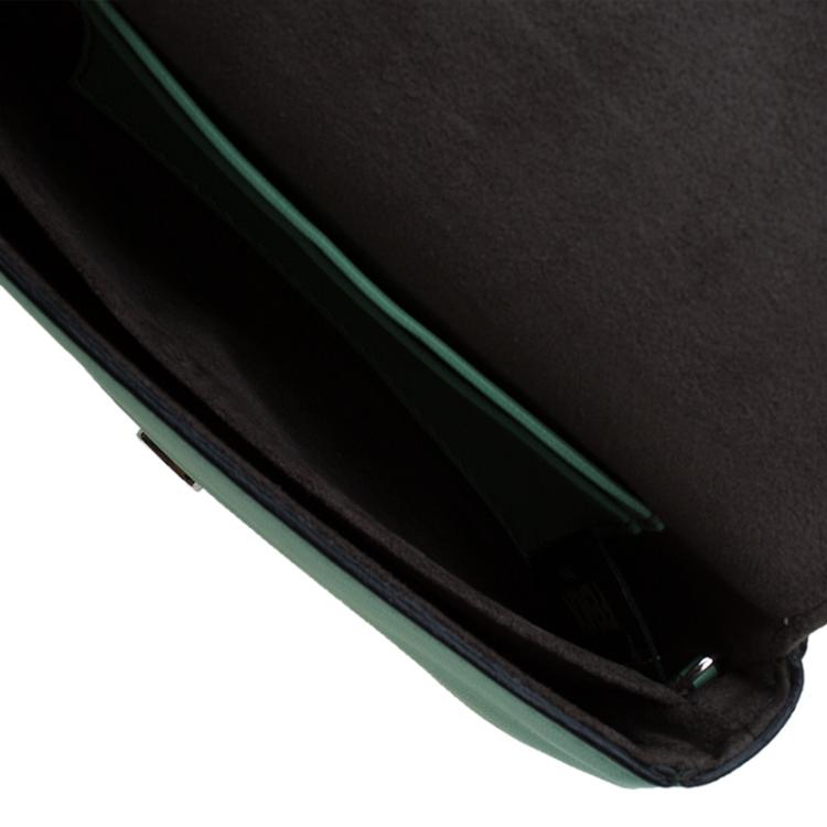 Pre Owned Fendi Moss Green Leather Micro Monster Baguette Crossbody Bag