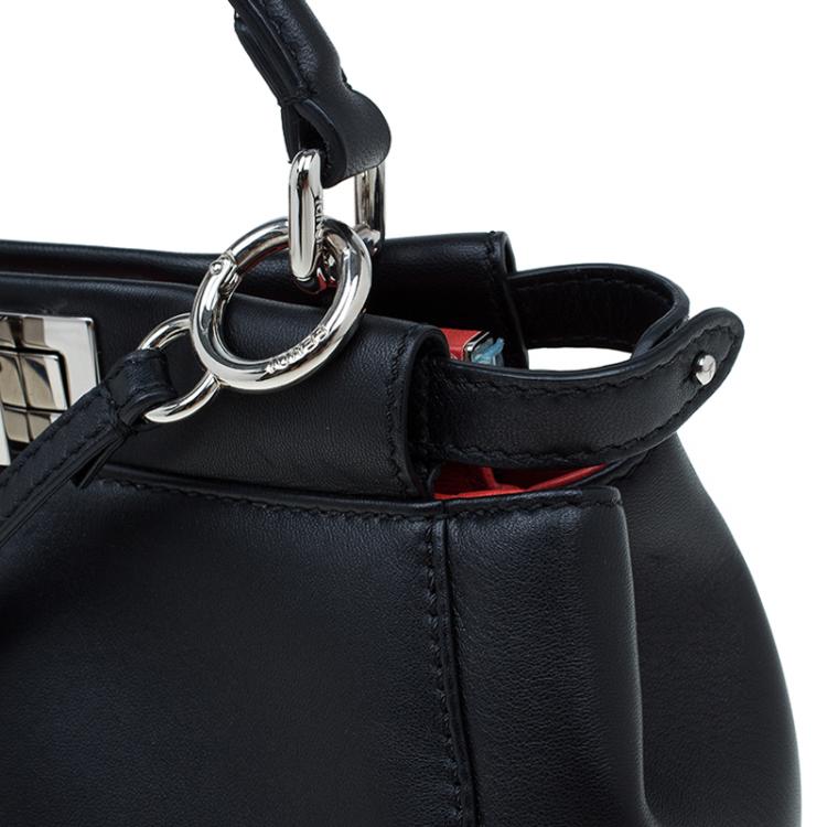 مملوكة مسبقًا Fendi Black Leather Mini Peekaboo Top Handle Bag
