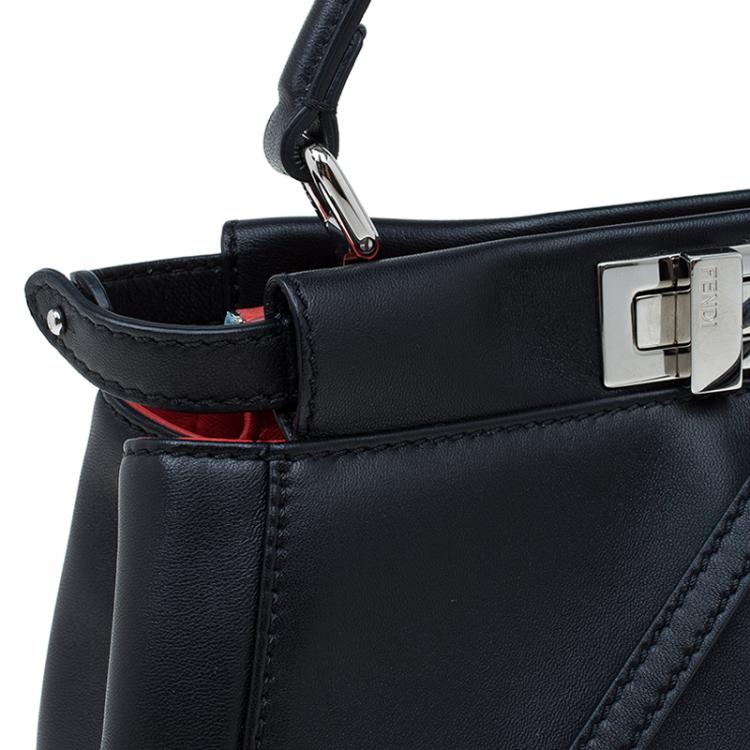 مملوكة مسبقًا Fendi Black Leather Mini Peekaboo Top Handle Bag