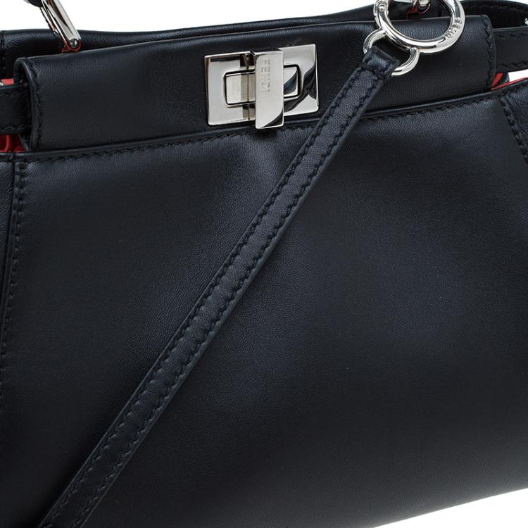 مملوكة مسبقًا Fendi Black Leather Mini Peekaboo Top Handle Bag