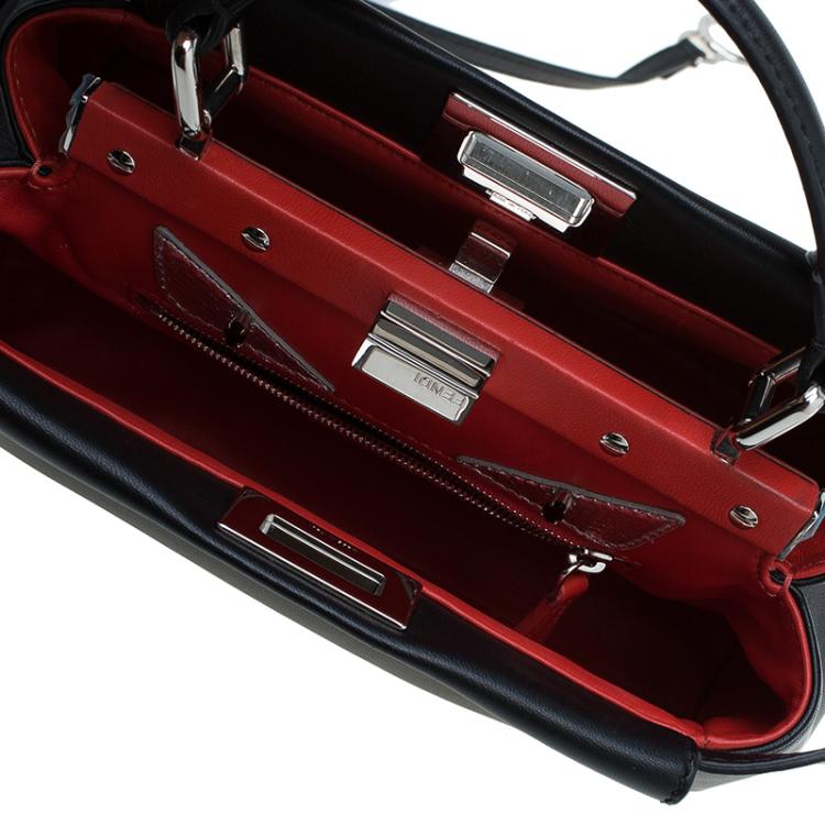 مملوكة مسبقًا Fendi Black Leather Mini Peekaboo Top Handle Bag