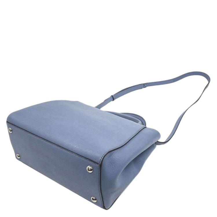 Pre Owned Fendi Blue Vitello Leather Petite 2Jours Elite Tote