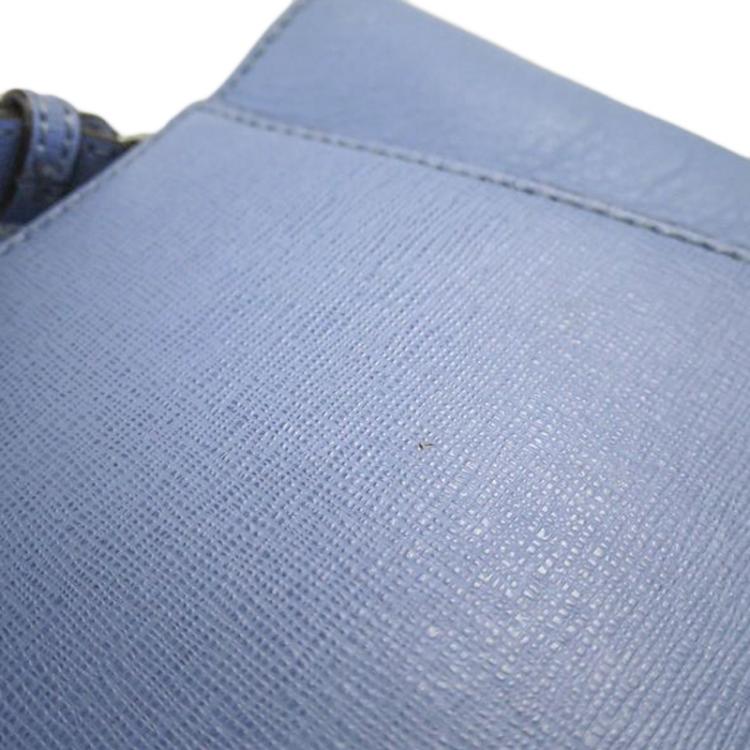 Pre Owned Fendi Blue Vitello Leather Petite 2Jours Elite Tote