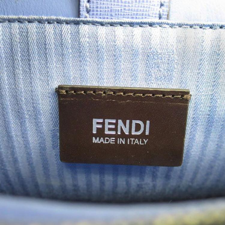 Pre Owned Fendi Blue Vitello Leather Petite 2Jours Elite Tote