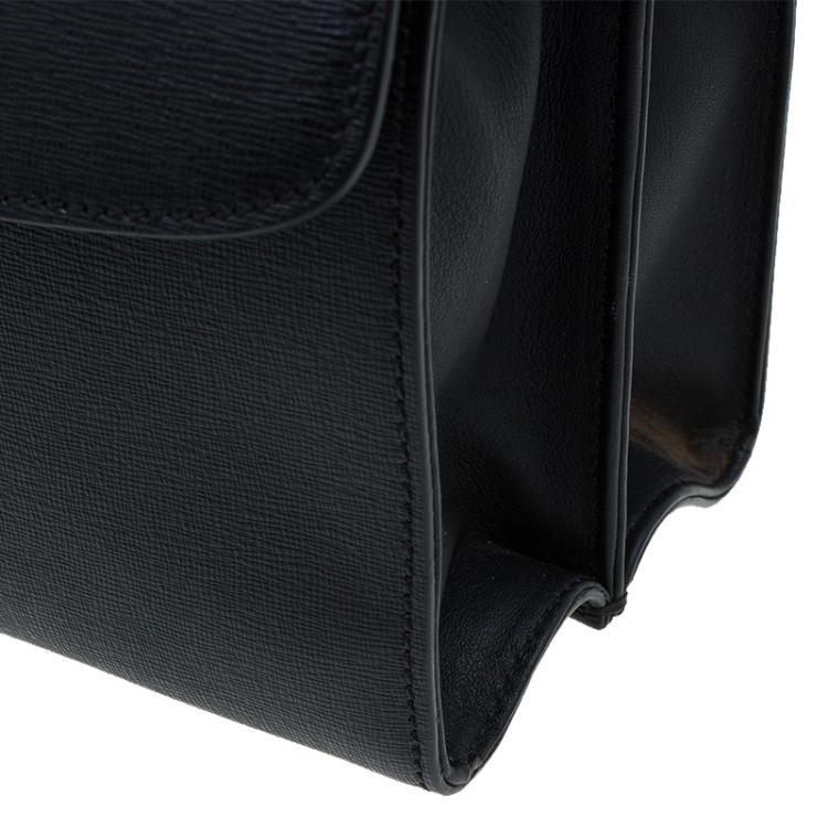 Pre Owned Fendi Black Calfskin Leather Demi Jour Top Handle Bag