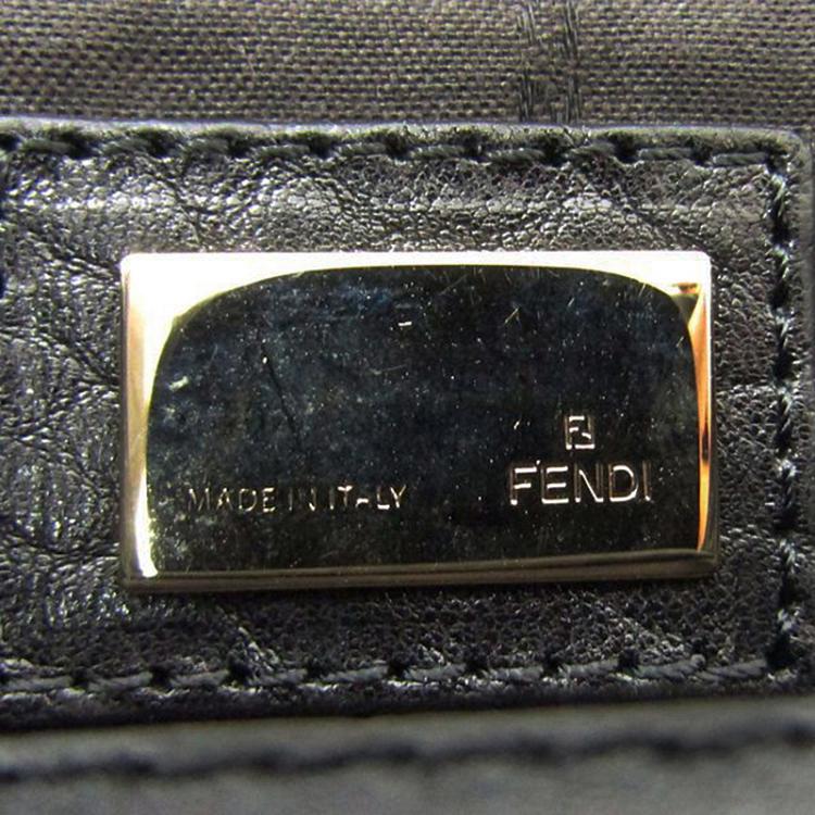 Pre Owned Fendi Black Pebbled Leather Mia Pochette Bag