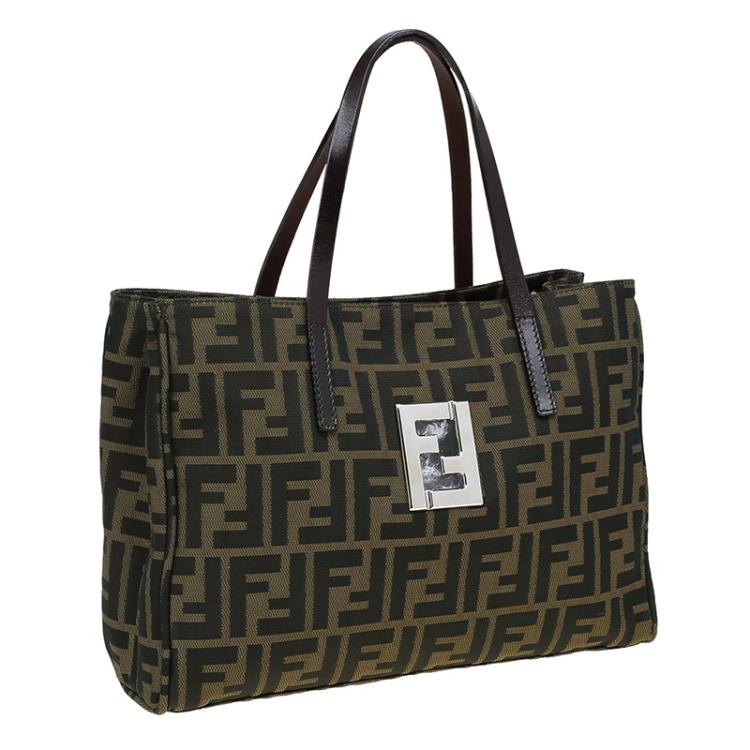 Pre Owned Fendi Tobacco Zucca Canvas Shopper Tote