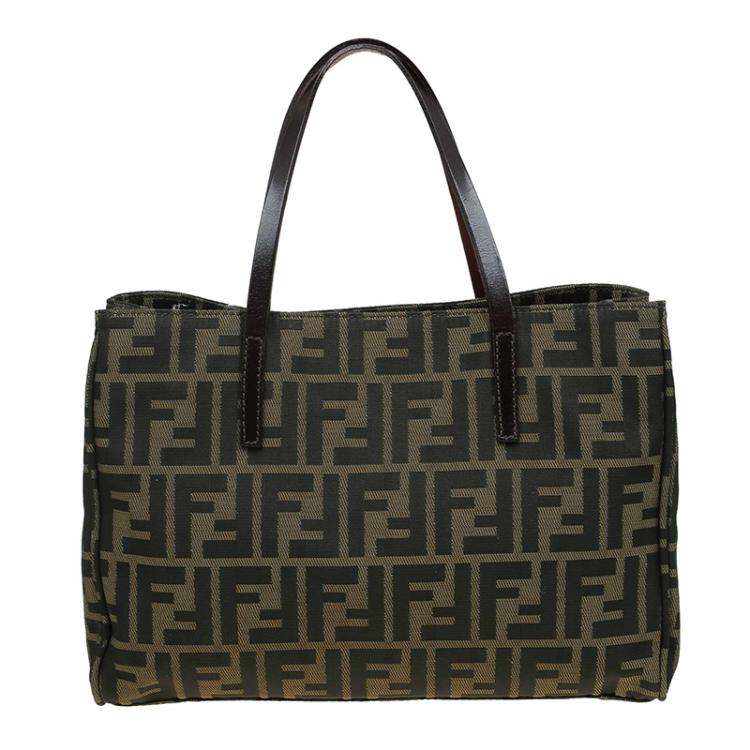 Pre Owned Fendi Tobacco Zucca Canvas Shopper Tote