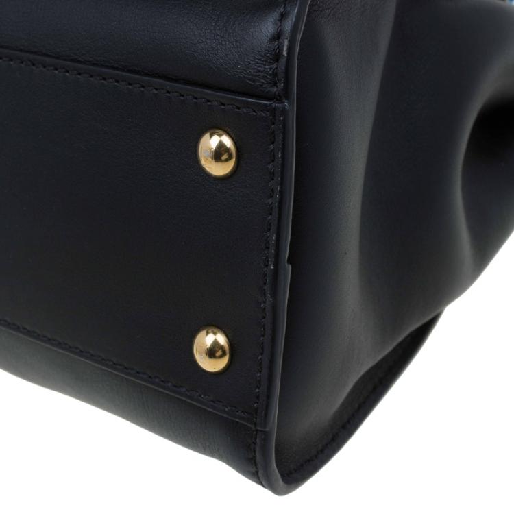 Pre Owned Fendi Black Leather Medium Peekaboo Tote