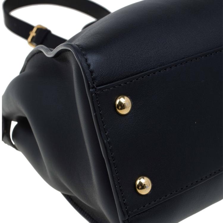 Pre Owned Fendi Black Leather Medium Peekaboo Tote