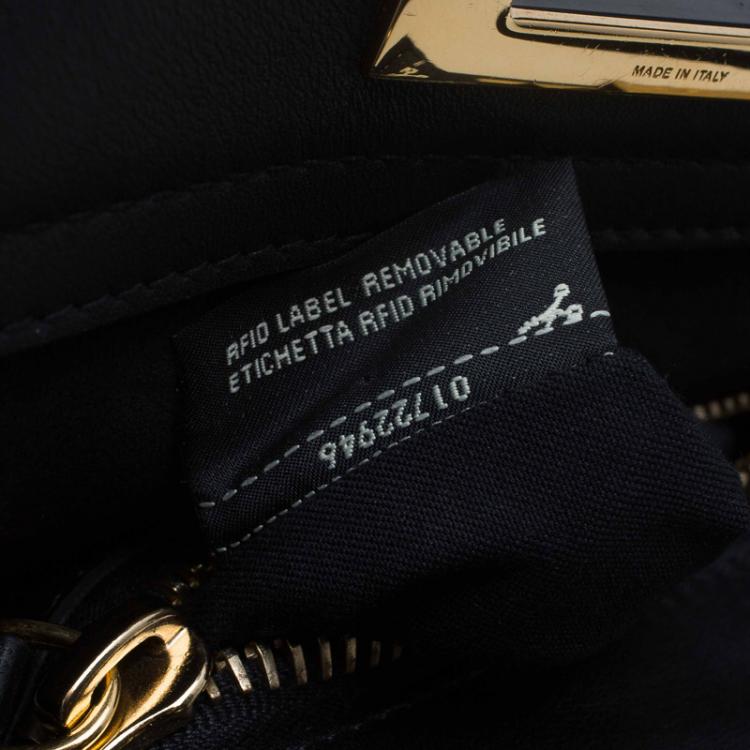 Pre Owned Fendi Black Leather Medium Peekaboo Tote