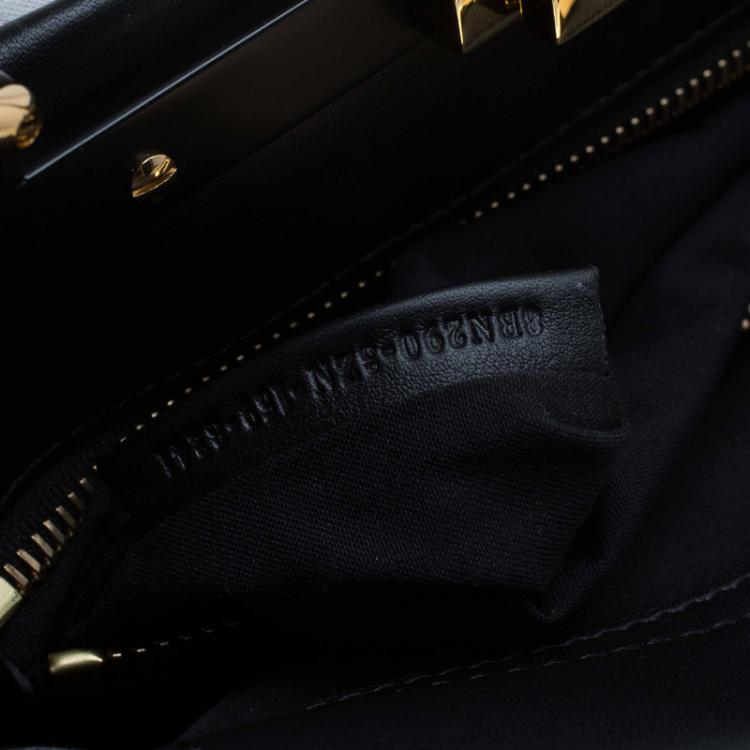 Pre Owned Fendi Black Leather Medium Peekaboo Tote