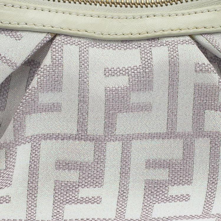 Pre Owned Fendi Off White/Beige Zucca Canvas Pochette Bag